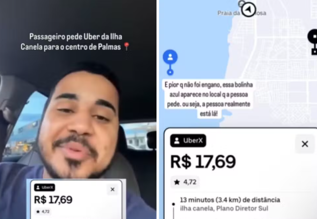 Motorista reage a corrida em ilha por R$ 17 e viraliza