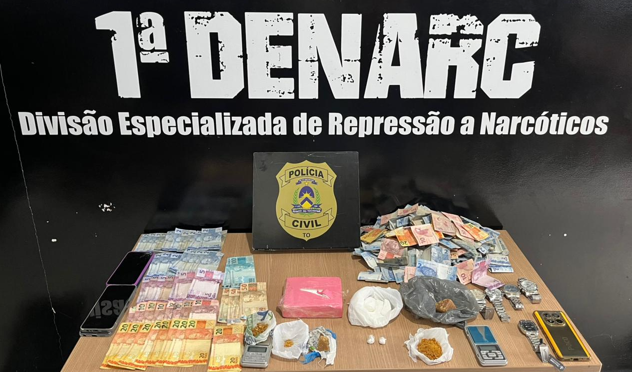 Na região Sul de Palmas, a Polícia Civil do Tocantins prende grupo e apreende dois adolescentes suspeitos de tráfico de drogas