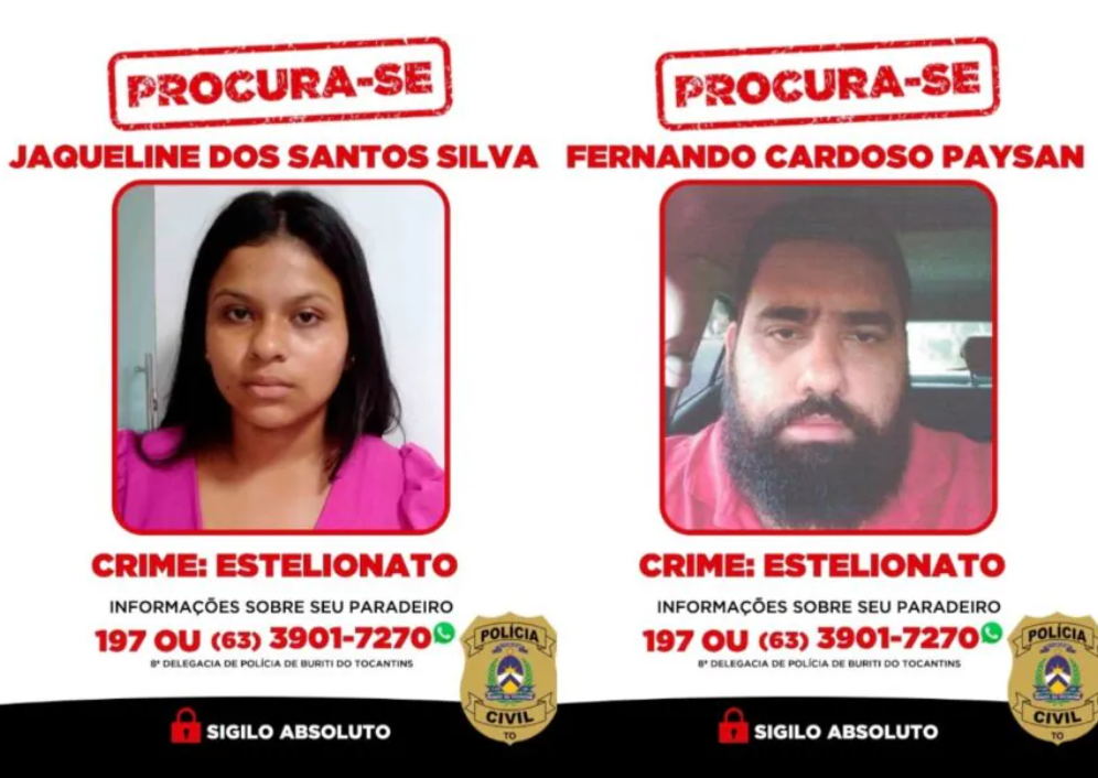 Polícia Civil procura dois suspeitos de estelionato contra idosos no Bico do Papagaio